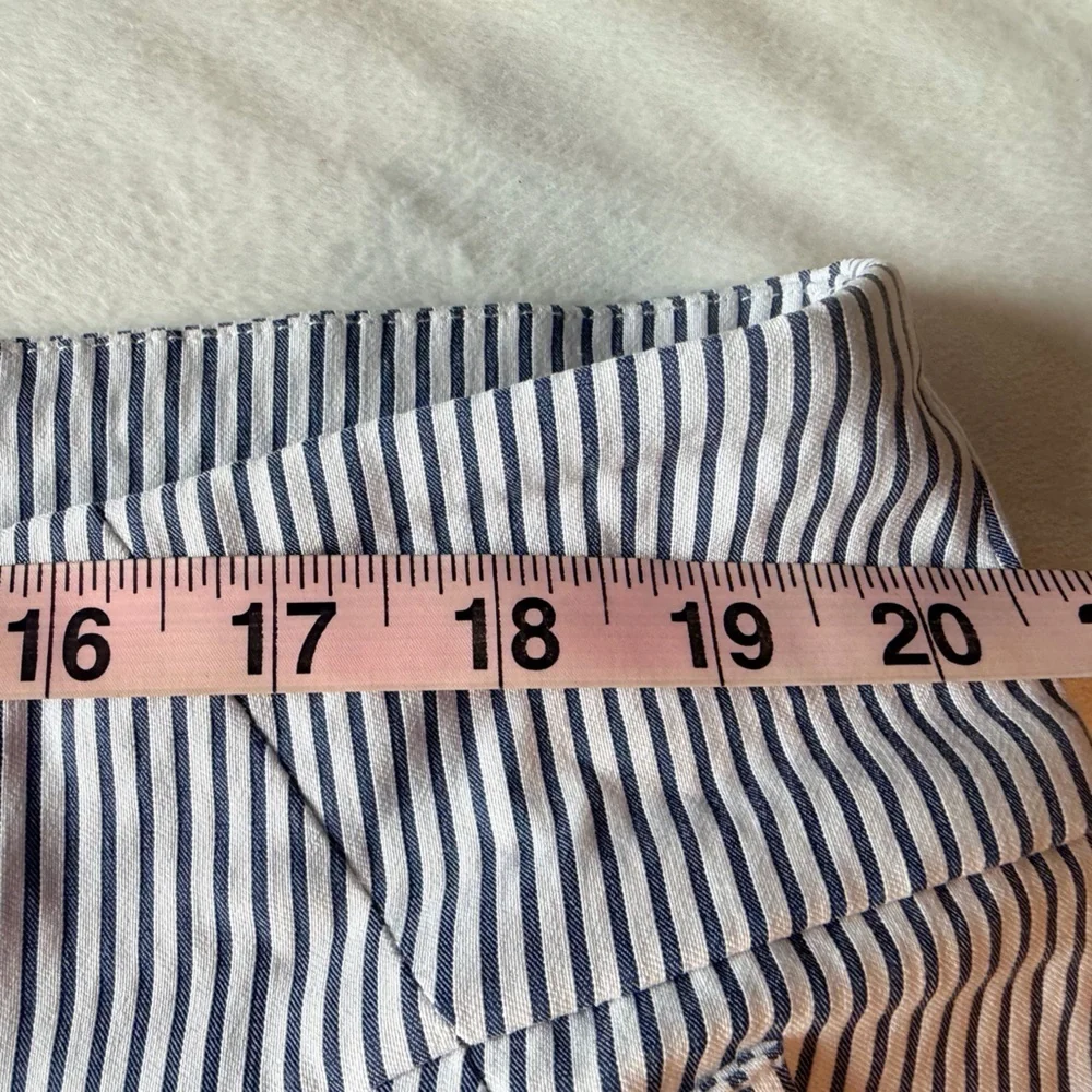 Massini Blue White Striped Pull On Pants Plus Size 3X Ankle Career